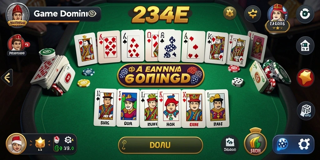 Screenshot gameplay dari permainan Domino 234E yang mengasyikkan.