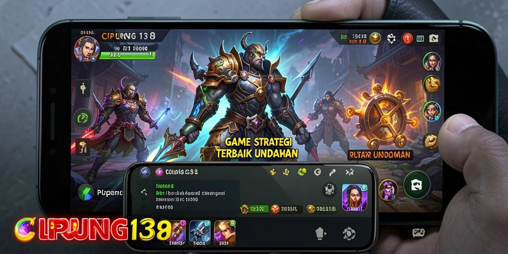 Screenshot gameplay SLG yang menunjukkan pertempuran strategis dan pembangunan kerajaan.