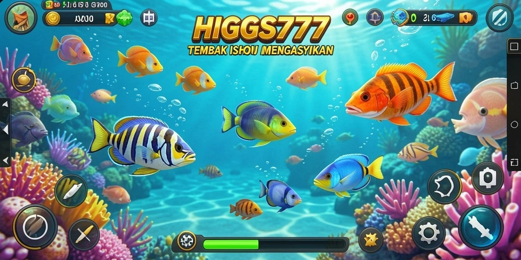Screenshot memperlihatkan momen seru dalam permainan Tembak Ikan HIGGS777.
