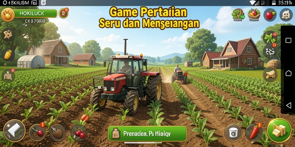 Tampilan gameplay seru dalam HOKILUCK yang menampilkan ladang subur.