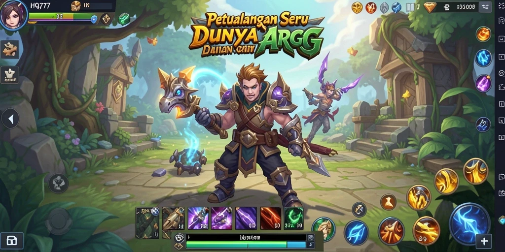 Tampilan seru gameplay ARPG HQ777 dengan pertarungan menarik.