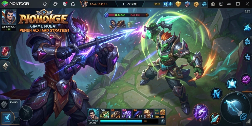 Screenshot gameplay PIONTOGEL dengan aksi seru di arena pertarungan.