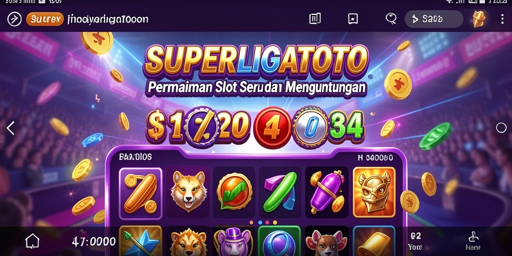 Tampilan gameplay menarik di SUPERLIGATOTO dengan simbol slot dan bonus.