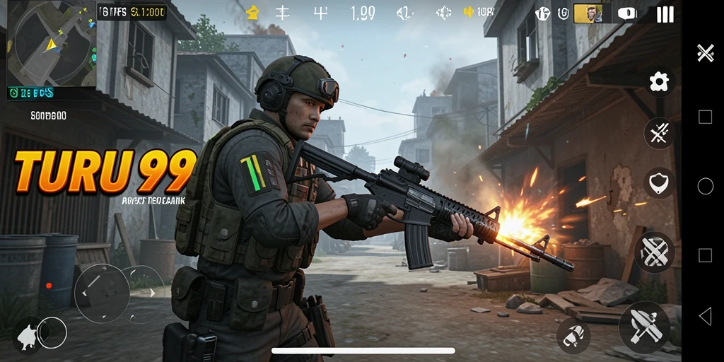 Gameplay mendebarkan di TURU99 menunjukkan aksi FPS yang seru.