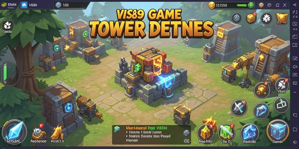Tangkapan layar VISA89 menunjukkan aksi seru di medan perang Tower Defense.